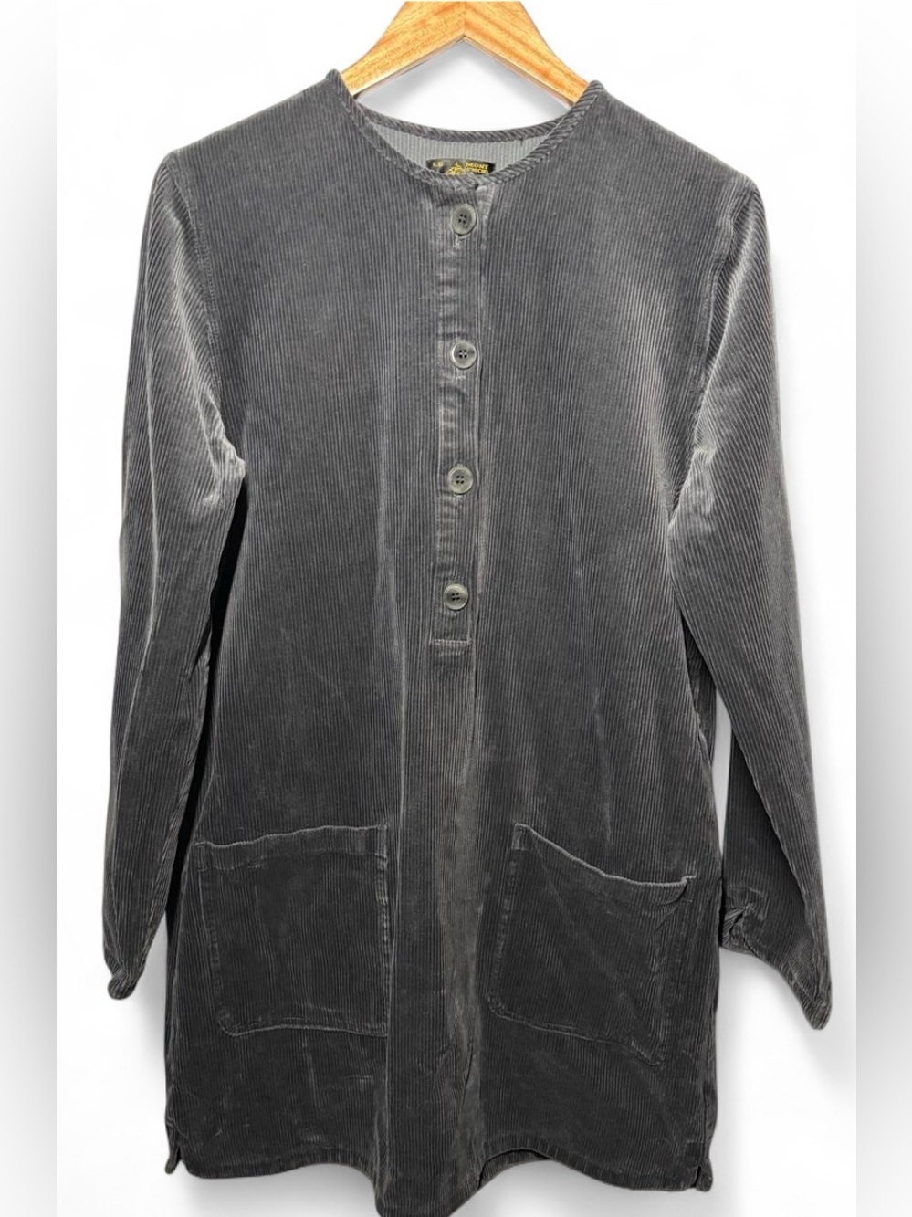 Le Mont St Michel Gray Velcorex Corduroy Minimalist Tunic Jacket France 42 - XL